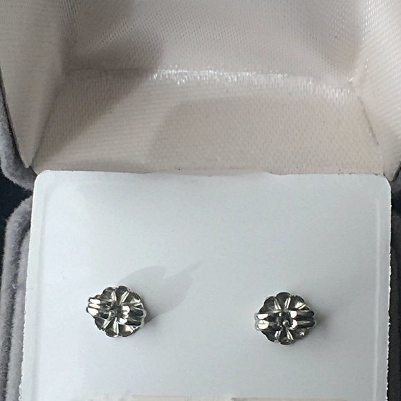 VTG UNWORN White Gold + Tiger Eye Pierced Dangling Earrings NIB - Picture 5 of 7